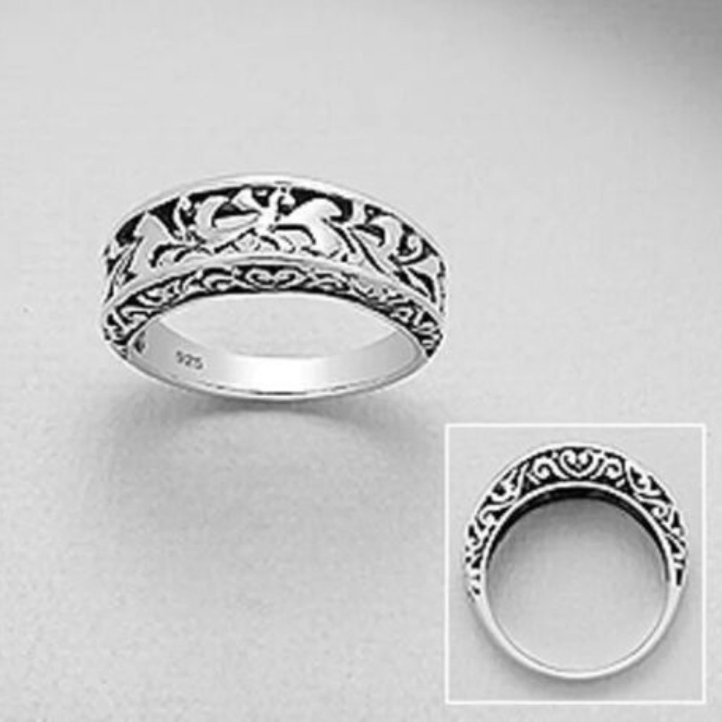 925 Sterling Silver Raised Floral Vintage Style New Ring Sizes 6-9